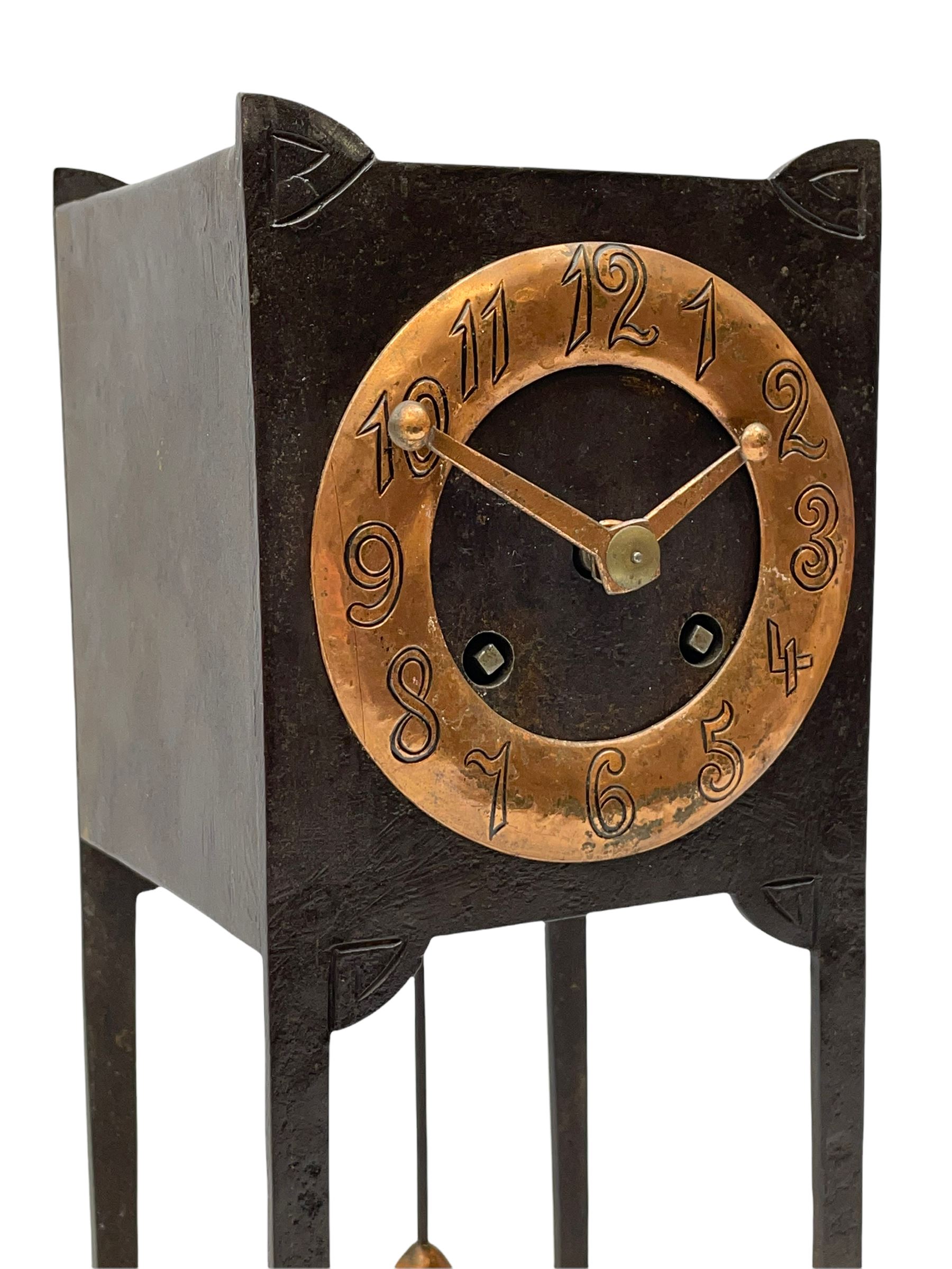 A German Arts and Crafts 'Gesamtkunstwerk' mantle clock c1890 in a