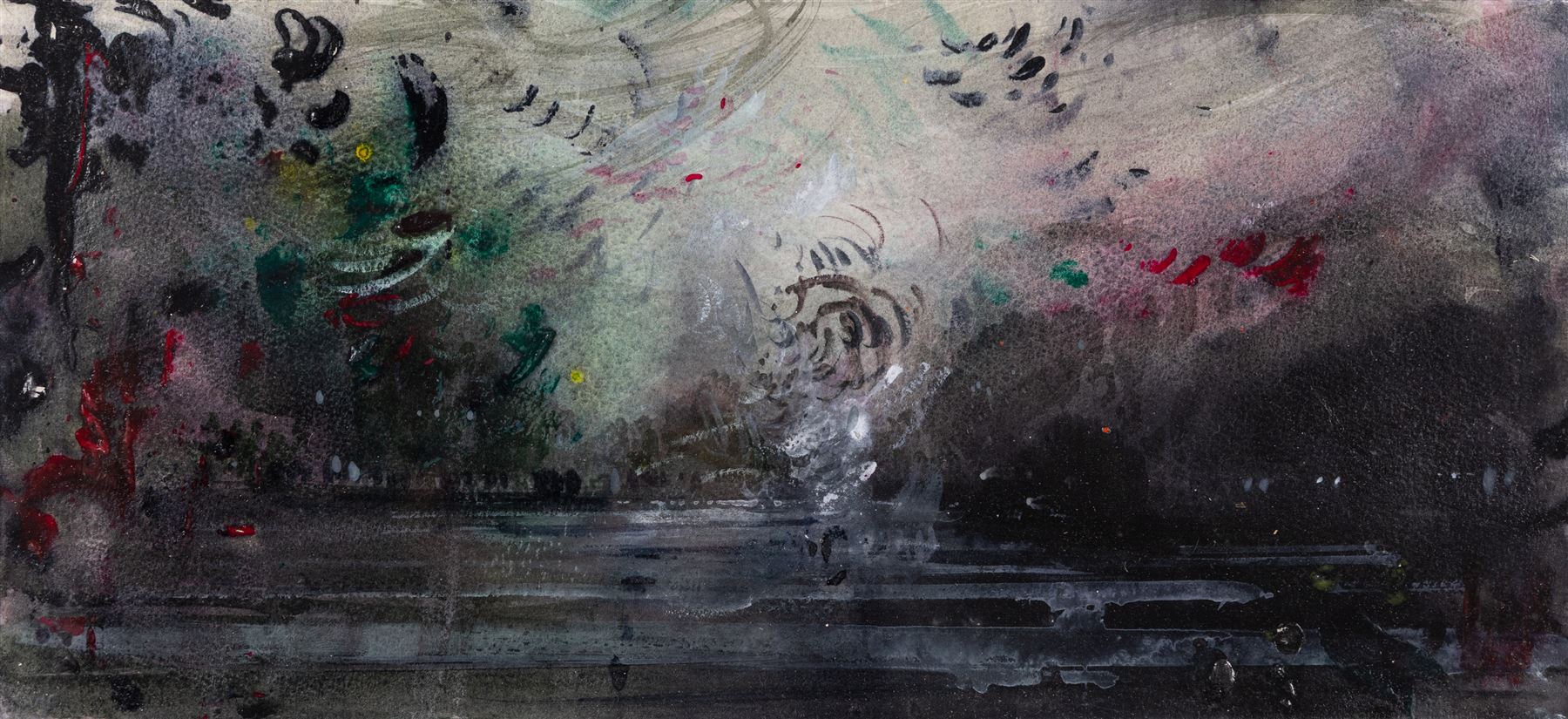 Kane Cunningham (British 1961-): 'Storm Ali - Borrowdale', watercolour, signed and titled verso 19cm x 41cm