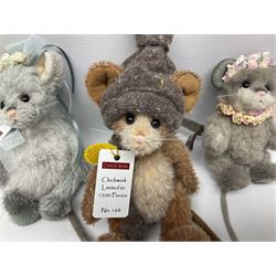 Three limited edition Charlie Bears, comprising Clockwork 168/1200, Pearl Grey 172/600, and Garter 195/600, each designed by Isabelle Lee, from the Minimo Collection, all with tags 