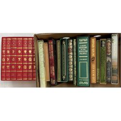 A collection of Folio Society books, to include Jane Austin, Columbus on himself, Folk Tales of the British Isles, A short history of the English people, Rudyard Kipling, The Grand Tour, etc., in one box. 