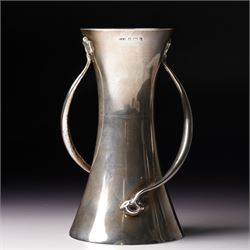 Early 20th century Art Nouveau silver vase of waisted form with trailing handles H15cm Bir...