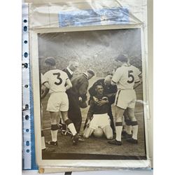 Collection of football memorabilia belonging and relating to the Hull based referee Frank Coultas, including 9ct gold Referee's medal for the 1957 Aston Villa v Manchester United FA Cup Final, inscribed 'The Football Association, F.B Coultas, F.A. Challenge Cup Competition, Final Tie 1957', hallmarked and in original case; the kit worn by him to referee the 1957 FA Cup Final and ephemera relating to the match including photographs, programmes and tickets; together with other football memorabilia collected by Frank Coultas, including programmes, photograph and ticket stubs, with some items relating to the 'Busby Babes'