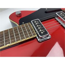 Gretsch Electromatic semi-acoustic guitar model G5129 in black and red with Bigsby tremolo, serial no.KS05063904; L105cm; in fitted hard carrying case