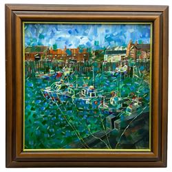 Giuseppe Ioanna (British 1956-): Scarborough Harbour, acrylic on board signed 49cm x 49cm