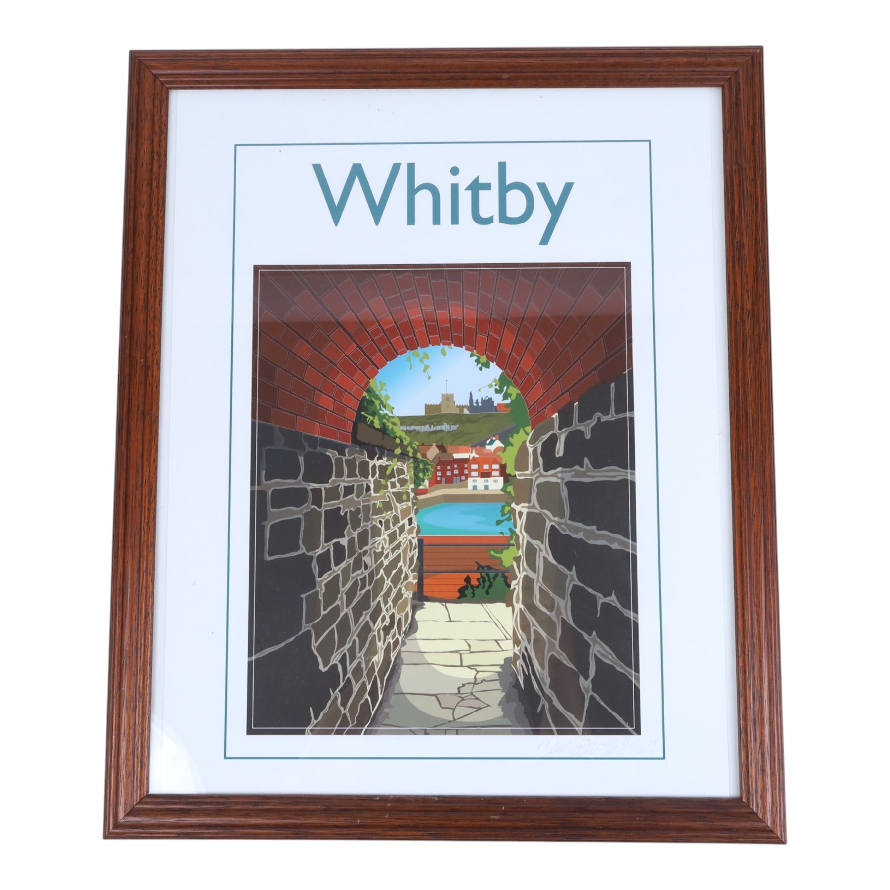 Dean Milner Bell (British Contemporary): 'Whitby', coloured print signed and dated 2021, 39cm x 26.5cm; together with a collection of North Yorkshire interest books and magazines