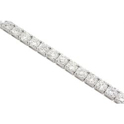 18ct white gold round brilliant cut diamond line bracelet, hallmarked, total diamond weight approx 6.80 carat