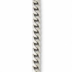 9ct white gold flattened curb link chain necklace, stamped 375