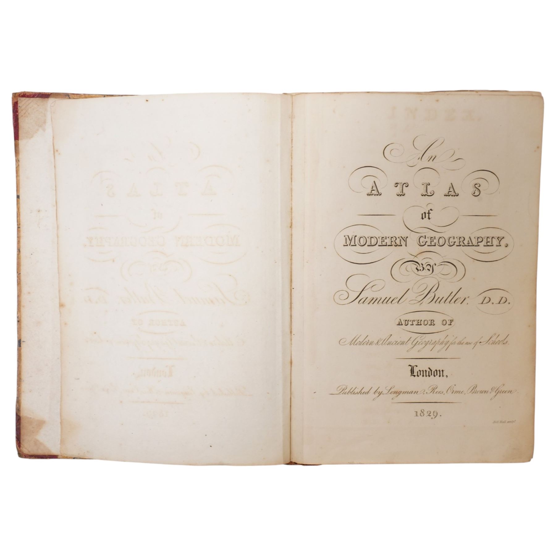 Dr Butler's Atlas of Modern Geography, 1829 original boards and ten leather bound books