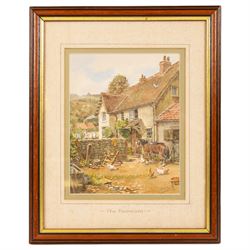 John Cecil Lund (British 1932-): 'The Farmyard', watercolour signed, titled on the mount 23cm x 18cm 