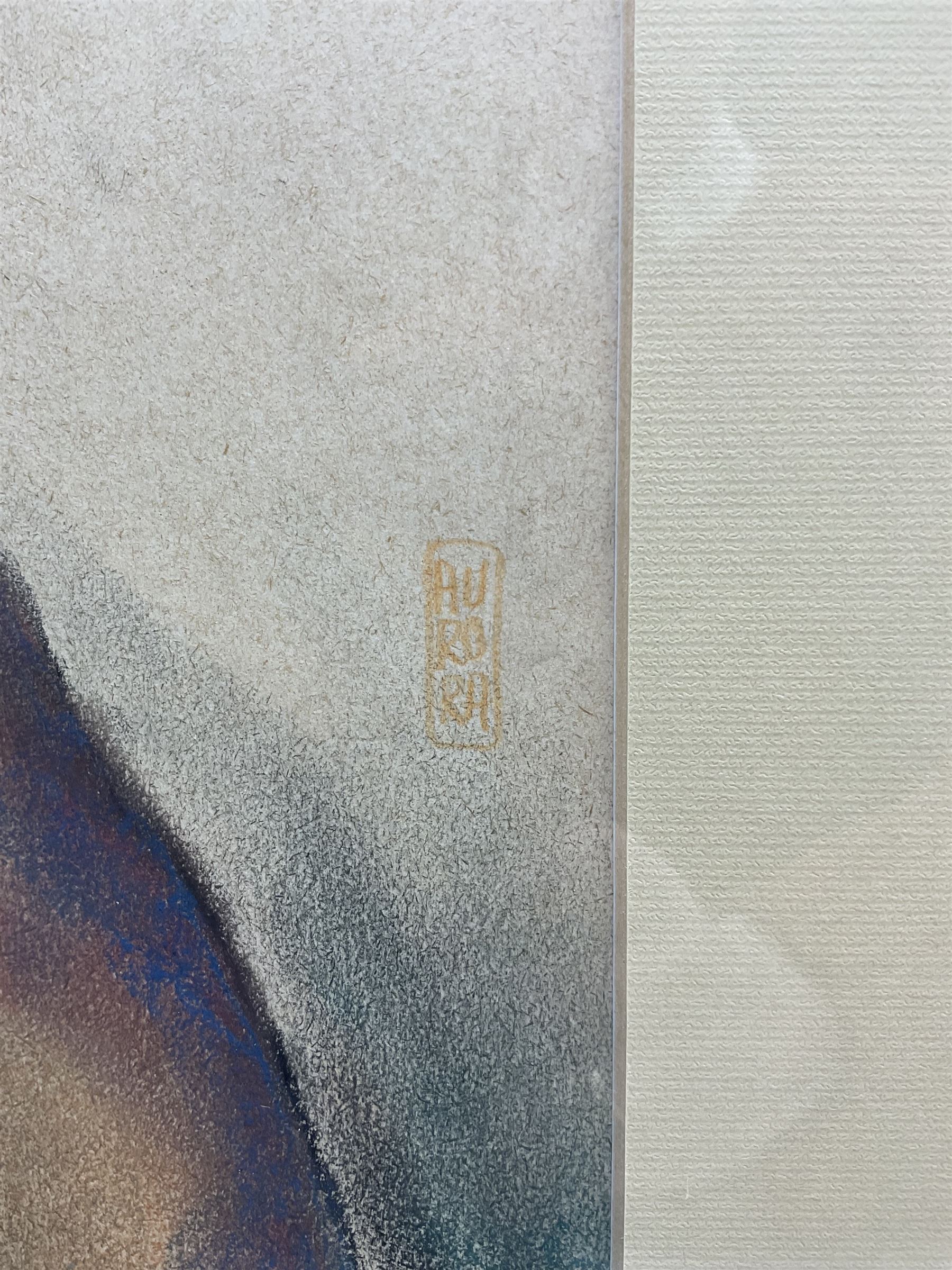 Spanish School (20th Century): Nude Study, pastel Spanish school nude study pastel signed 'Aurora' 40cm x 28cm