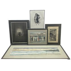 Two watercolours by Paula Robinson (British 20th Century) and three Riek Wesseling (1914-1995) lithographs signed (5)