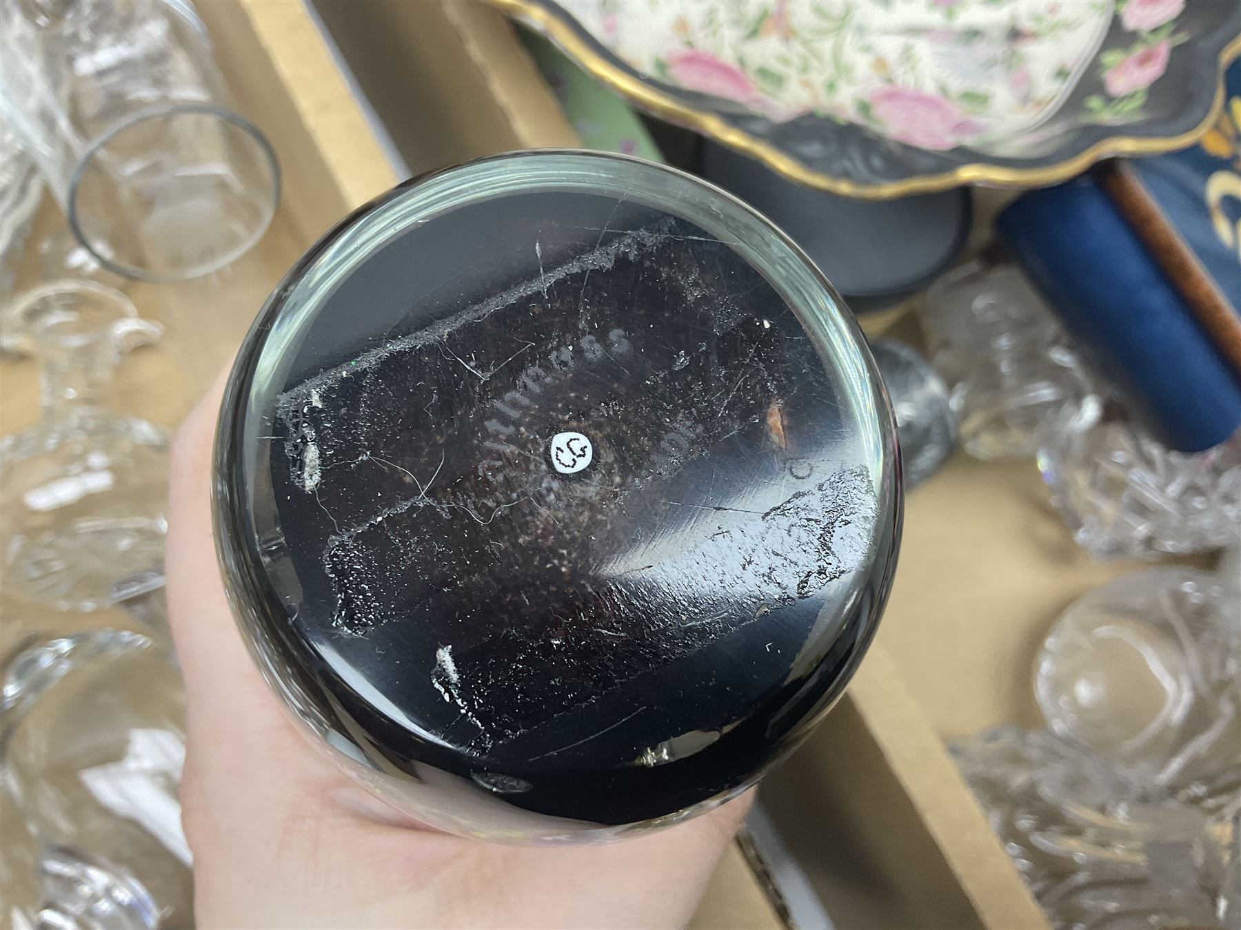 Caithness glass paperweight, together with other glassware, Zampiva figures and other collectables, in three boxes 