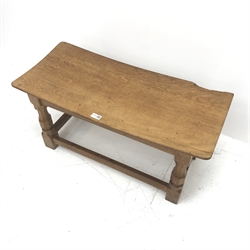 Mouseman oak rectangular coffee table by Robert Thompson of Kilburn, W83cm, H40cm, D37cm