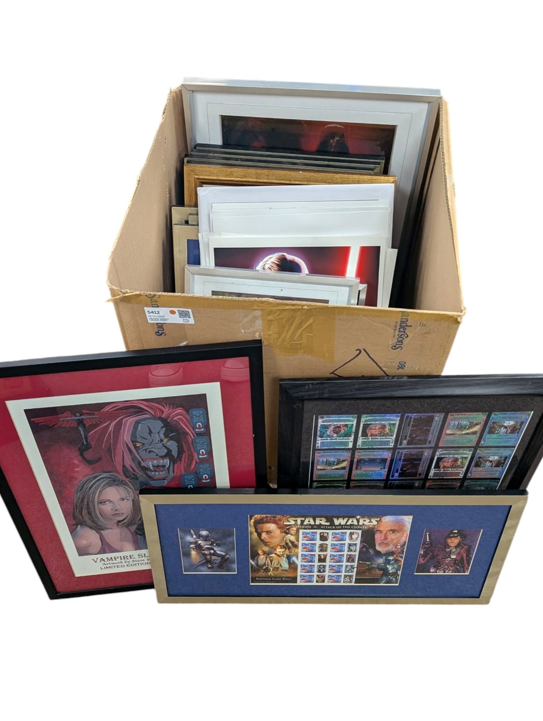 Collection of art prints, including Star Wars and Buffy the Vampire Slayer, some with spurious or printed signatures