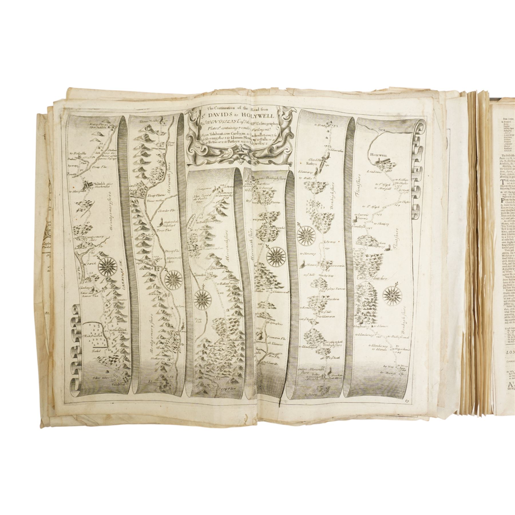  Ogilby, John - 'Britannia'  - Volume of road maps comprising pages 13-40 and containing twenty maps, folio, full calf circa 1698