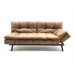 Sleepmasters Texas sofa bed - upholstered in brown faux leather, black finish metal frame 