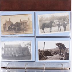 Four-hundred and twelve early 20th century Whitby District view real photographic postcards, including a selection from the Whitby Coast (176), starting at Staithes and Runswick Bay down to Robin Hoods Bay and a selection from the Valley of the River Esk (236), including Ruswarp, Rig Mill, Sneaton, Sleights, Grosmont, Egton, Glaisdale, Danby, Castleton and Goathland, all housed within two postcard albums