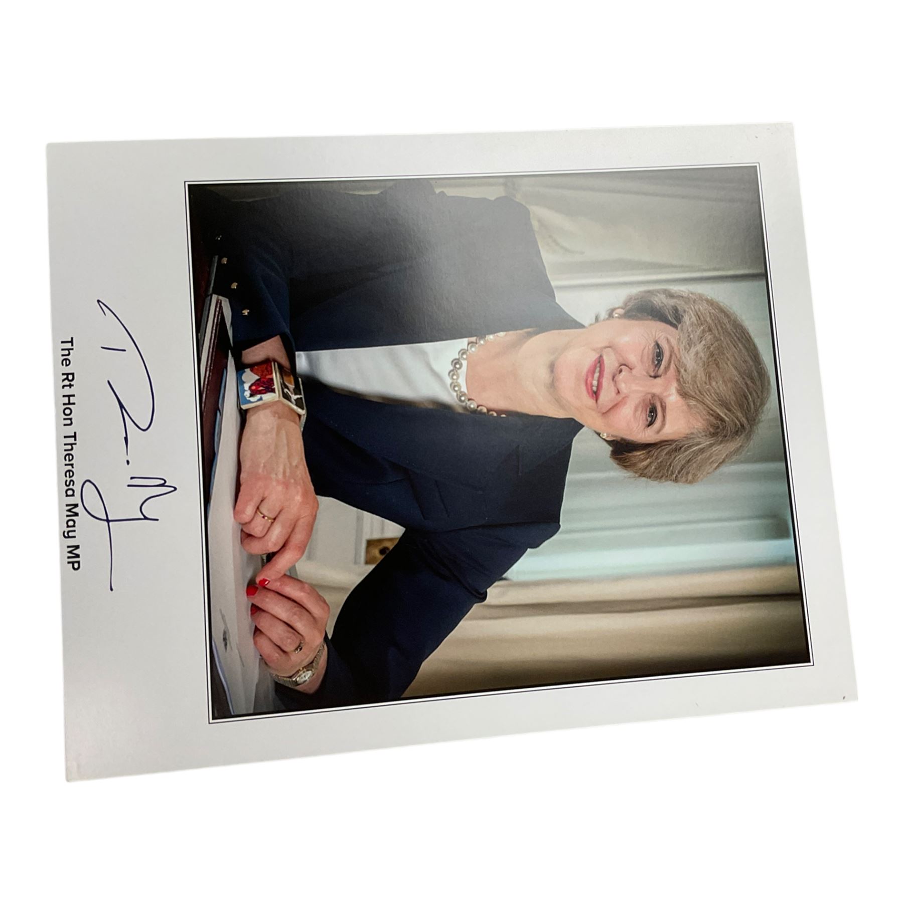 Five signed photographs of ex British prime ministers, comprising Boris Johnson, Tony Blair, Theresa May, Gordon Brown and David Cameron   
