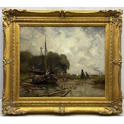 James Campbell Noble RSA (Scottish 1846-1913): 'Sawmill on the Nord Dyke', oil on canvas signed, original title label verso 50cm x 60cm