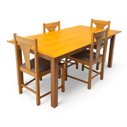 Habitat - contemporary light oak dining table, rectangular veneered top, with mitred borde...