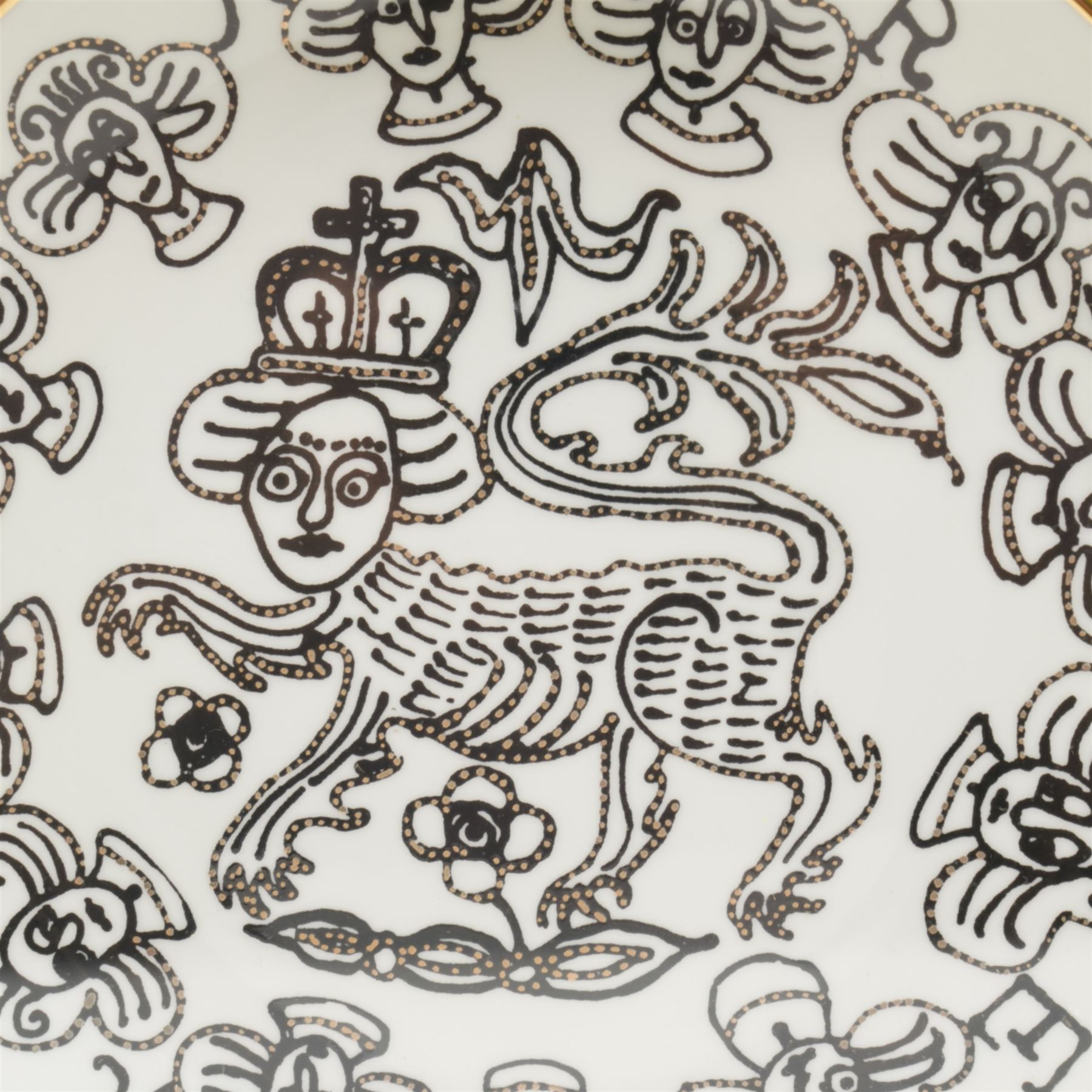 Sir Grayson Perry (British 1960-); 'Lion Queen', ceramic plate, produced for 'Grayson's Art Club: The Exhibition' 2022, framed, plate D21.5cm