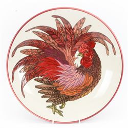 Dennis China Works charger, designed by Sally Tuffin, dated 2005, decorated with a red lus...