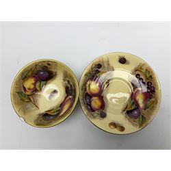 Aynsley Orchard gold pattern trio and vase, together with Edwardian Bone China plate, decorated with fruit, signed D. Wilson