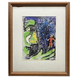 After Marc Chagall (French 1887-1985): 'Le Profil et l’Enfant Rouge' (Profile and Red Child), original colour lithograph pub. Mourlot Paris 1961, 32cm x 24cm