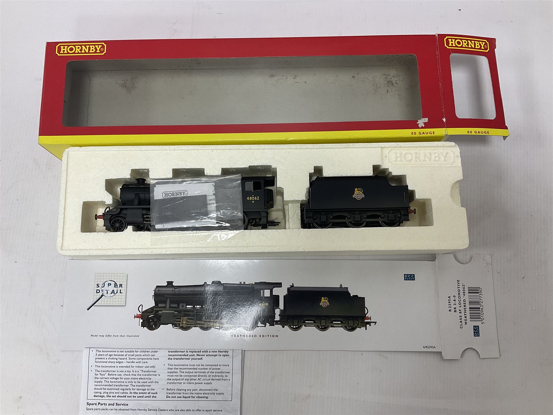 Hornby ‘00’ gauge - three ‘weathered’ locomotives comprising Class 8F 2-8-0 locomotive no.48062 in BR black; Class 9F 2-10-0 locomotive no.92151 in BR black; Class 5MT 4-6-0 locomotive no.44781 in BR black; in original boxes (3) 