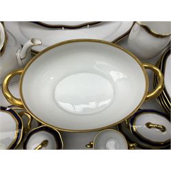 Pirkenhammer of Czechoslovakia Carlsbad pattern tea and dinner for twelve place settings to include dinner plates, soup bowls, side plates, covered tureen, tea cups and saucers, coffee cups and saucers, teapot, milk jug, covered surier, etc, with an addition twelve dinner plates (110)