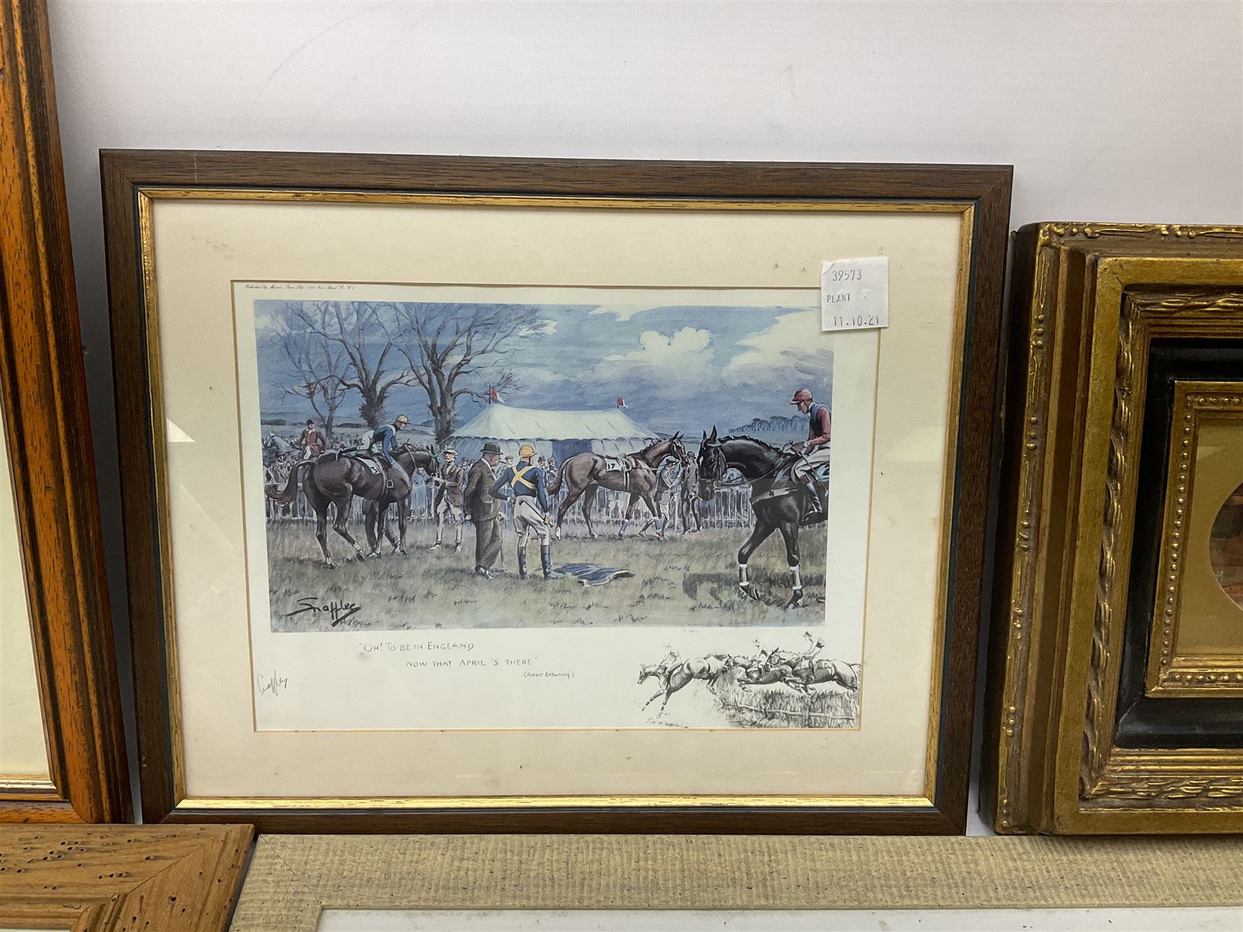 Pair of framed horse racing prints, A National Candidate and A Bona Fide Fox Chaser, together with seven other framed prints 