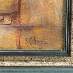 Isupov Vladimir Ilyich (Ukrainian 1939-2023): 'Dialogue (Cain and Abel)', oil on board signed, titled in cyrillic verso 51cm x 45cm 