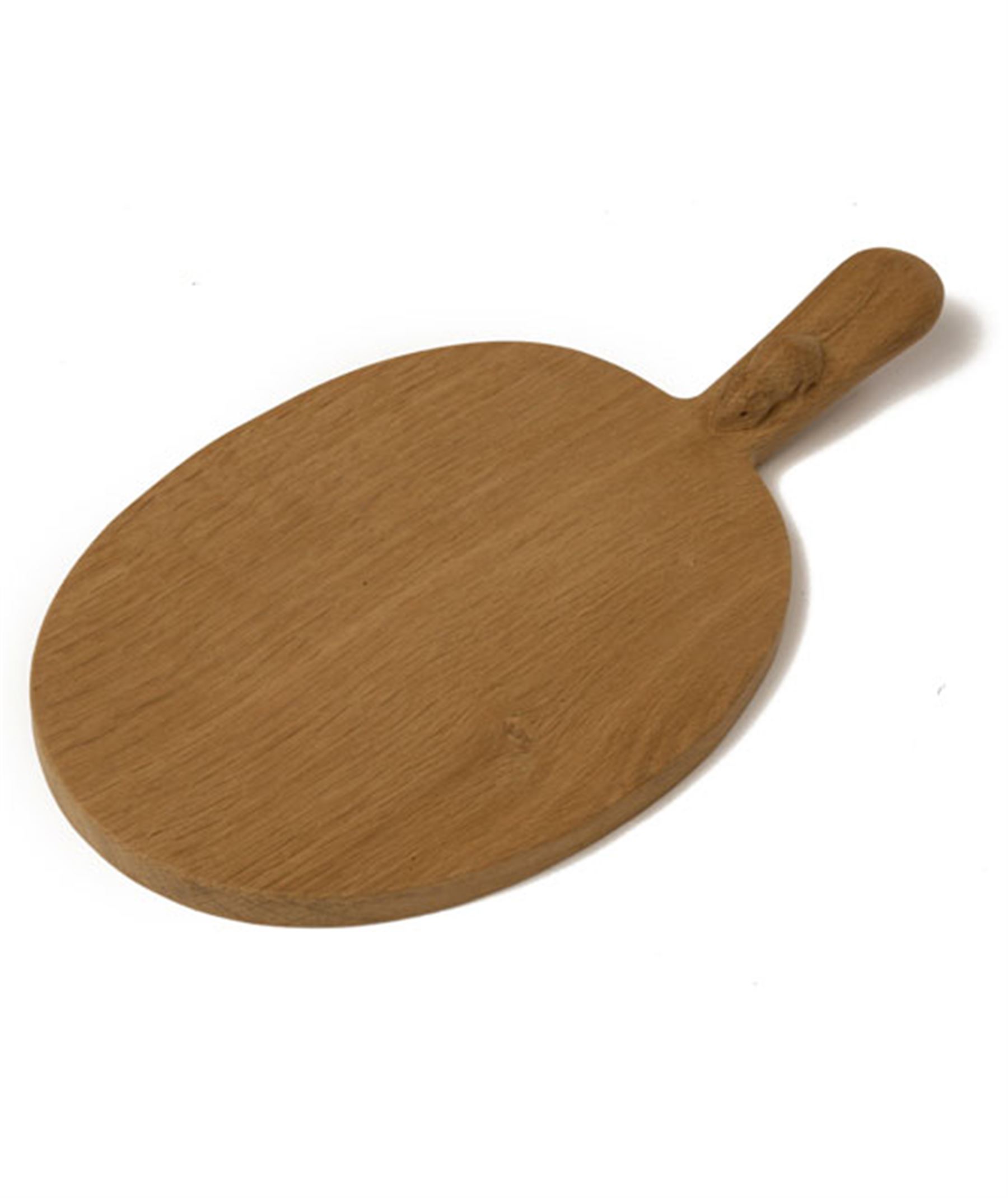 Mouseman Cheese Board. 

This hand-crafted board is made with seasoned English oak, complete with the signature ‘Mouseman’ mouse on the handle.  The perfect way to serve your cheese selection. 

Robert Thompson's Classic Mouseman items continue to inspire and delight collectors and buyers alike. Fine examples of classic mouseman items frequently go under the hammer around the world.

Generously donated by Robert Thompson's Craftsmen 