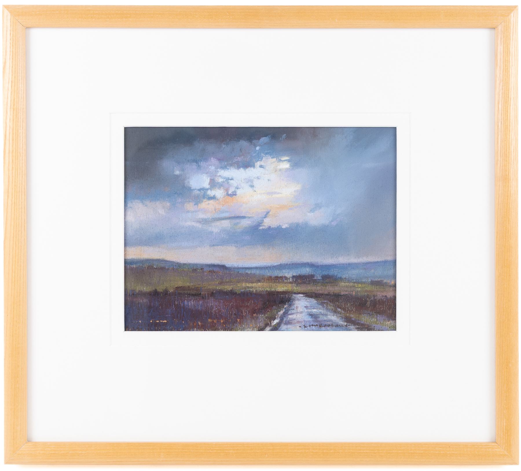 Tom Harland (Yorkshire 1945-2012): 'August Thunderstorm over Bransdale', oil pastel on board signed, titled verso 19cm x 25cm 