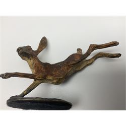 Michael Storey (British 1948-): 'Running Hare', bronze of a hare, H7cm, L10cm 