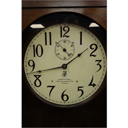  Early 20th century oak case 'International Time Recordings Co. Ltd London' master clock with pendulum, enclosed by single glazed door, H167cm  