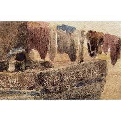 Samuel Austin OWS (British 1796-1834): Fishing Port at Low Tide, watercolour signed and dated '22 on the hull of the boat 24cm x 43cm
