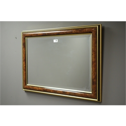  Modern oval gilt framed bevel edged mirror, rectangular wall mirror in gilt and black frame, small frameless mirror and another mirror  