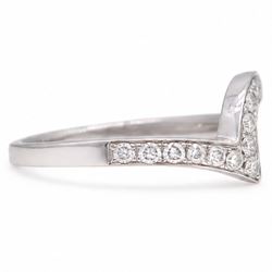 18ct white gold diamond abstract wishbone ring, channel set with twenty round brilliant cut diamonds, hallmarked