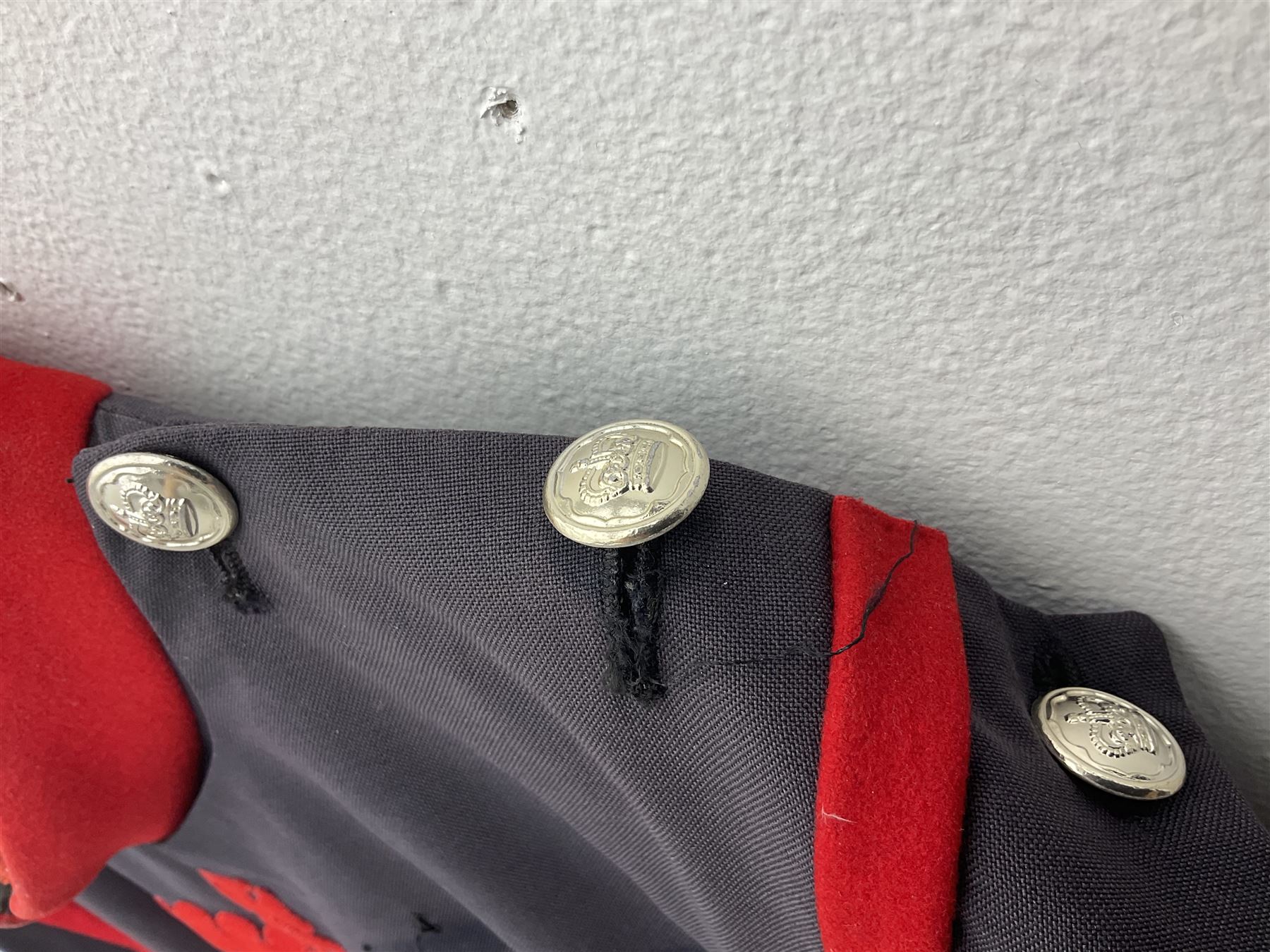 Elizabeth II Yeoman Warders (Beefeater) No.1 Undress blue uniform - comprising tunic bearing label Crown Military Uniforms H.M. Tower of London and bonnet by S. Patey (2) 