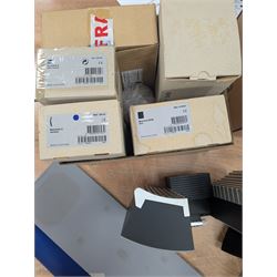 Four Bang & Olufsen Beolab pyramid speakers, Beolab 2000 speakers, two TV frets, phones, etc