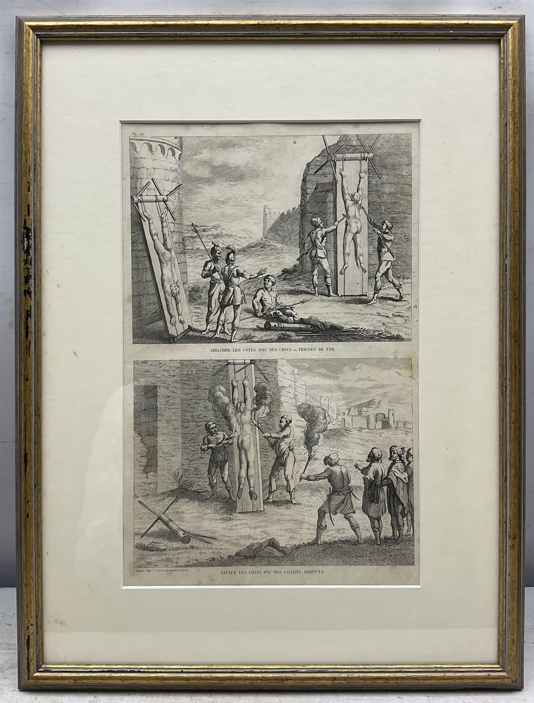 French School (19th century): Torture Scenes, set of eight engravings variously titled 30cm x 20cm (8)