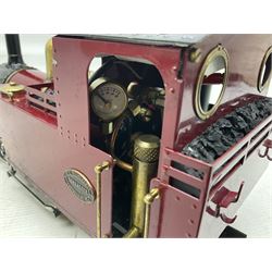 Roundhouse G scale, gauge 1 0-6-0, live steam tank locomotive ‘Lady Anne’, in crimson, black and brass livery, unboxed, together with a Futaba digital proportional radio control system