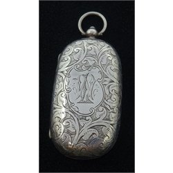  Edwardian silver sovereign and stamp case, engraved leaf decoration by George Unite, Birmingham 1906  