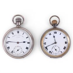 Two silver cased open face pocket watches, including Ashford & Davis example