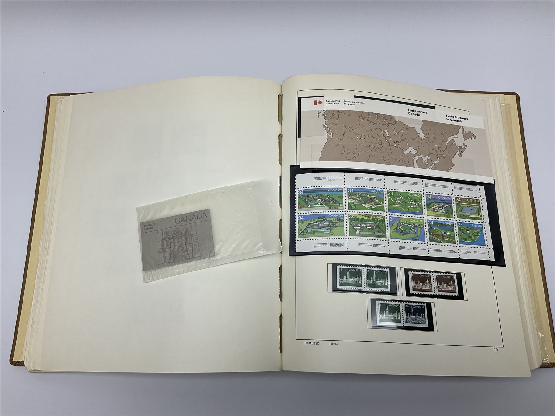 Collection of mostly mint Canadian stamps from 1952 onwards, including some higher values, housed in a 'Schaubek Briefmarken Album Nr944 Kanada' 