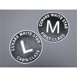  Two replica White Star Line cast metal circular cabin signs, D25cm (2)  