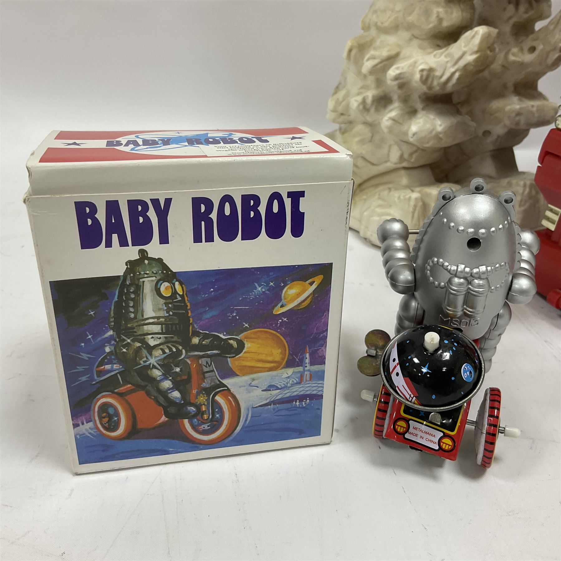 'Lost in Space' robot by Newline Productions; and three unopened  'Lost in Space' carded models; and five other robots comprising Tommy The Atomic Robot; Saturn The 13