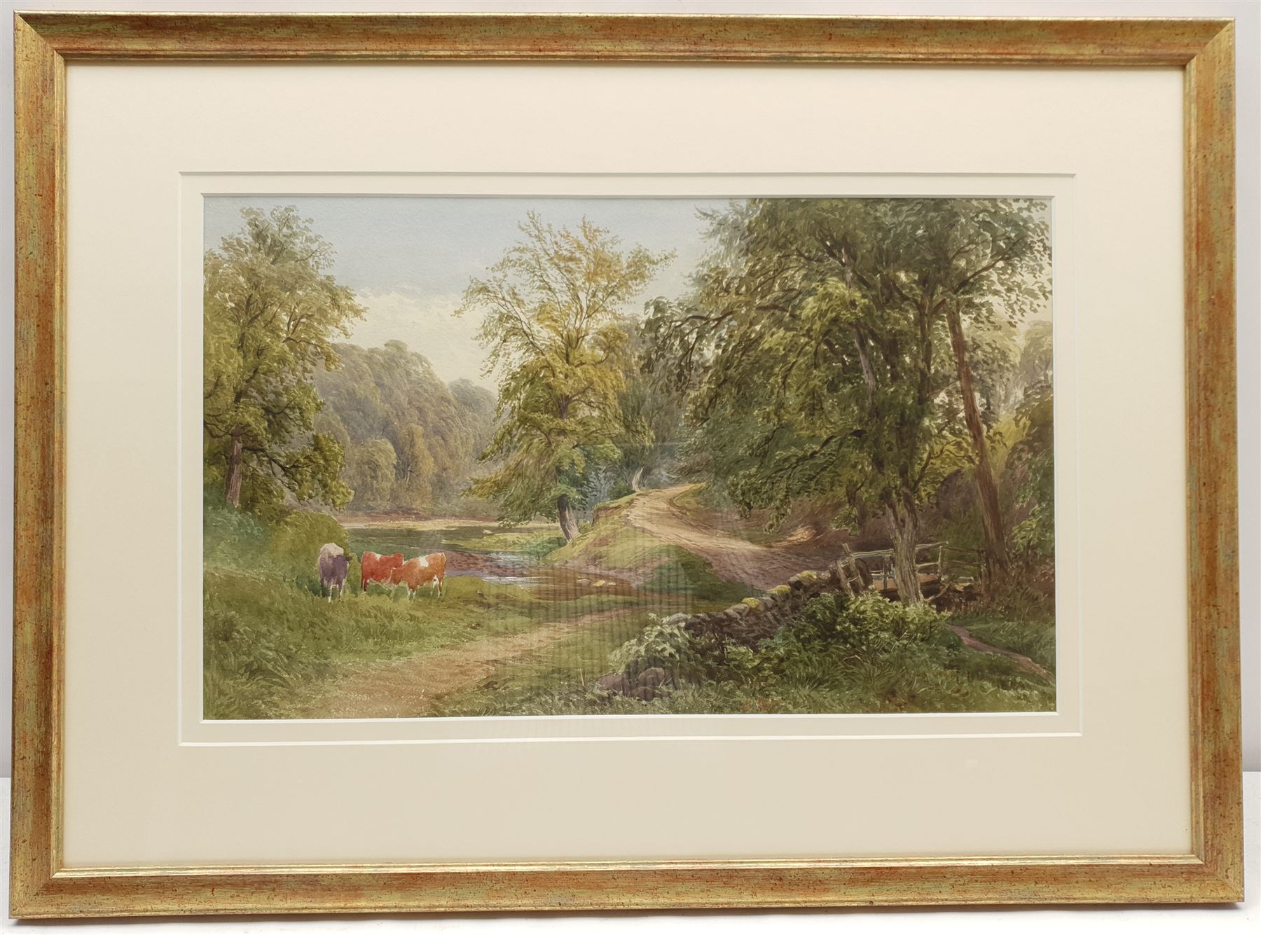 Revd Laurence George Bomford (British 1847-1926): 'On the River Tees', watercolour signed with initials and dated 1876, 30cm x 49cm