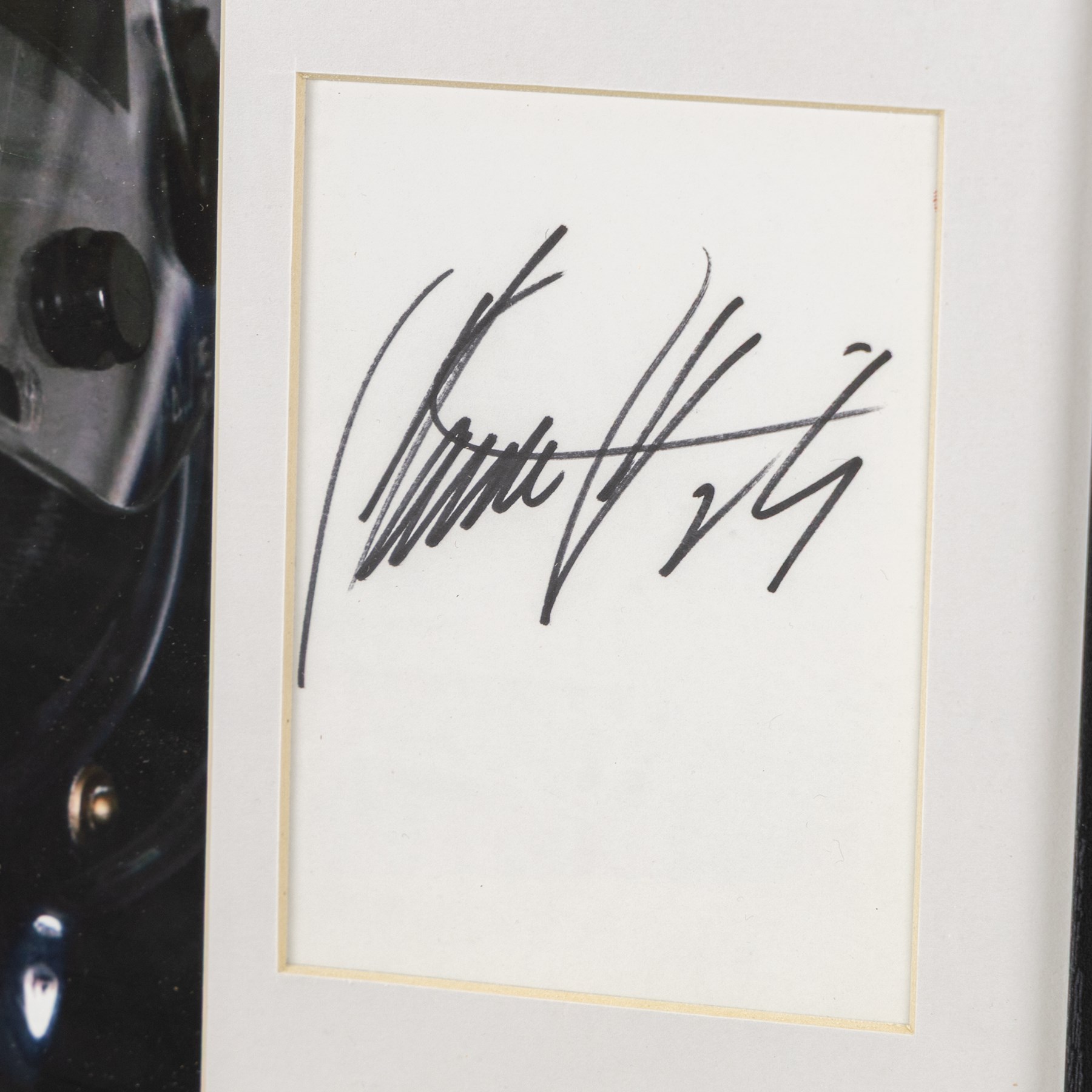 Ten signed Formula 1 photographs, comprising eight Damon Hill examples, Jenson Button and a Nigel Mansell example, nine with certificates of authenticity from Write Stuff Autographs, all framed, largest H47cm, W67cm